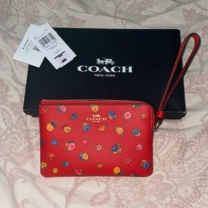 COACH Red Floral Wristlet